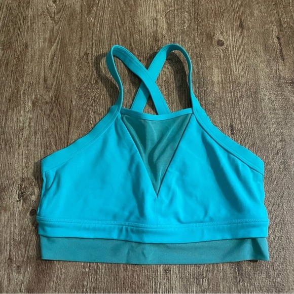 Lorna Jane Turquoise High Neck Sports Bra Size Small - Picture 1 of 3